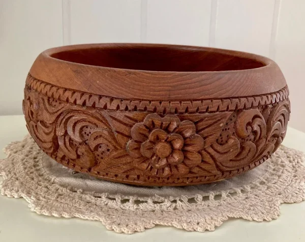 Vintage Handcarved Wood Bowl