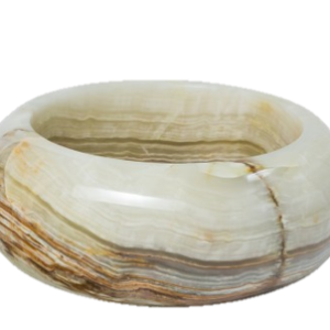 Handcrafted Green Brown Onyx Bowl – Decorative Natural Stone Dish for Home & Office Use